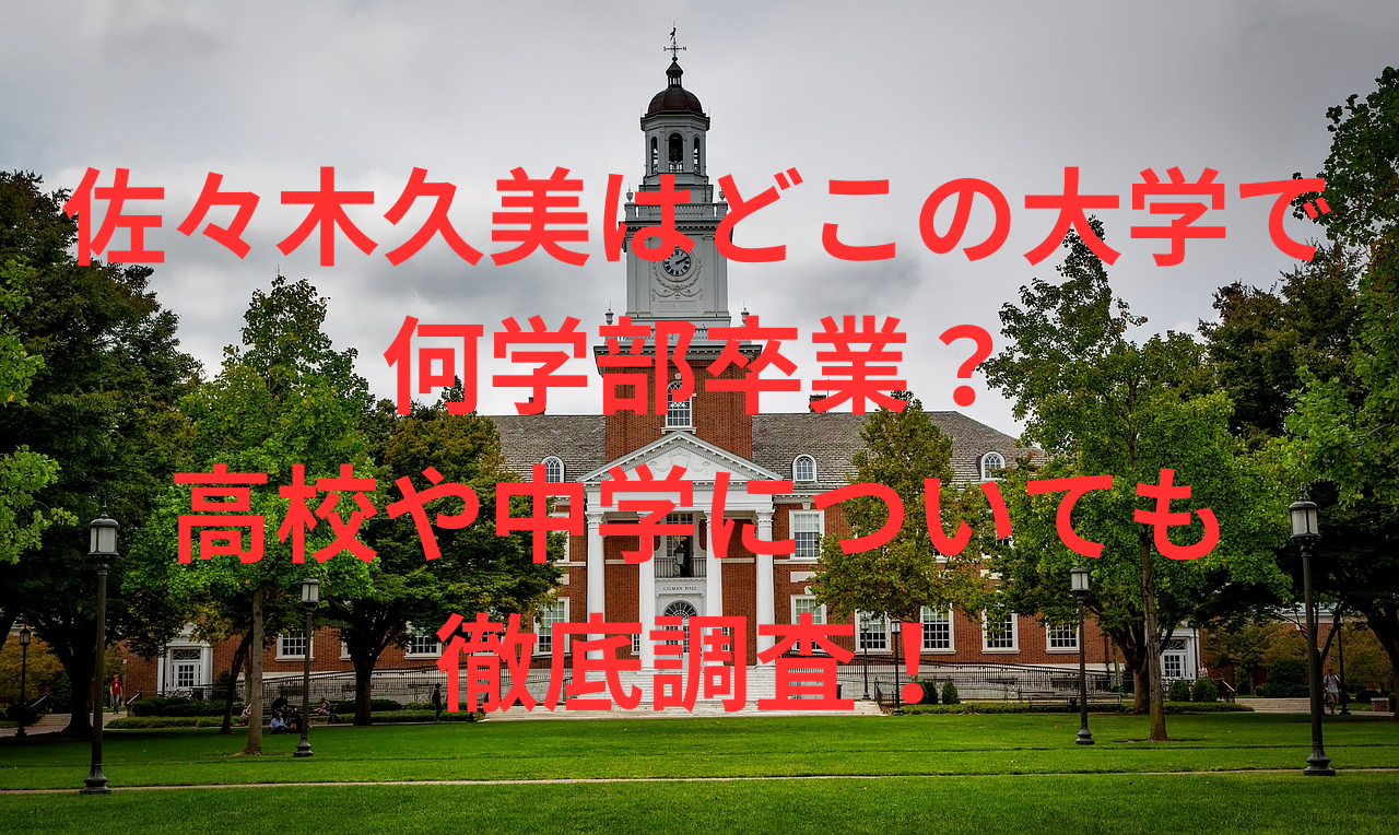 佐々木久美はどこの大学で 何学部卒業？ 高校や中学についても 徹底調査！